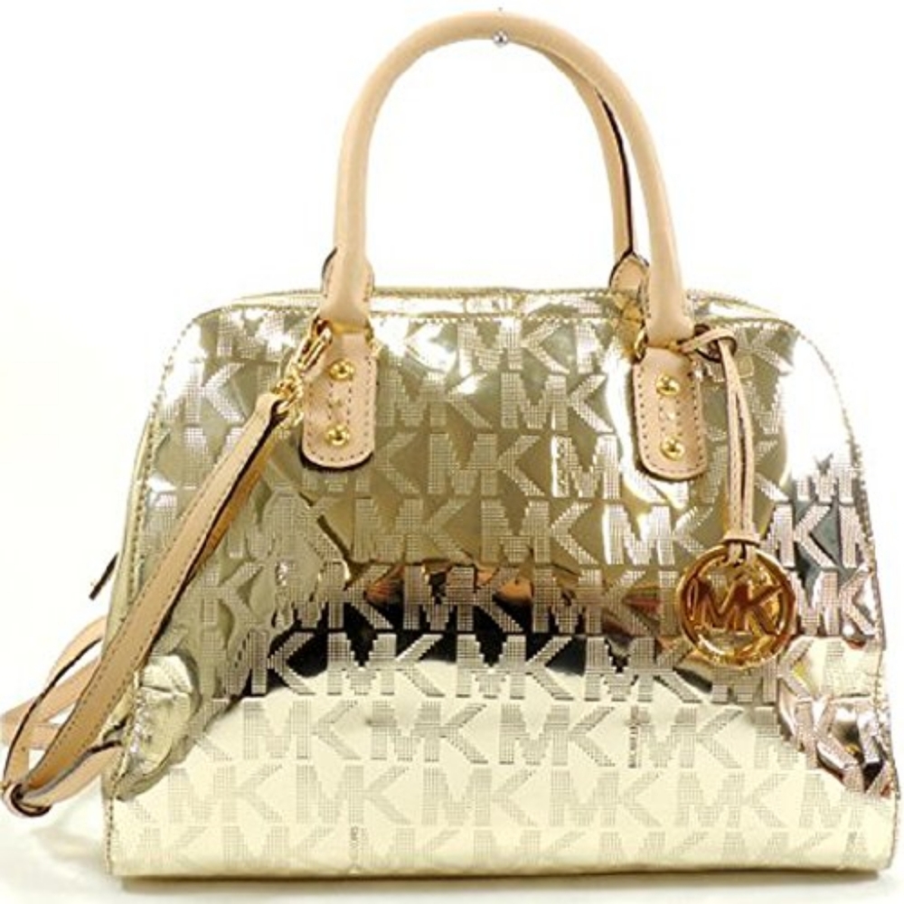 NWT Michael Kors Signature Satchel in Pale Gold